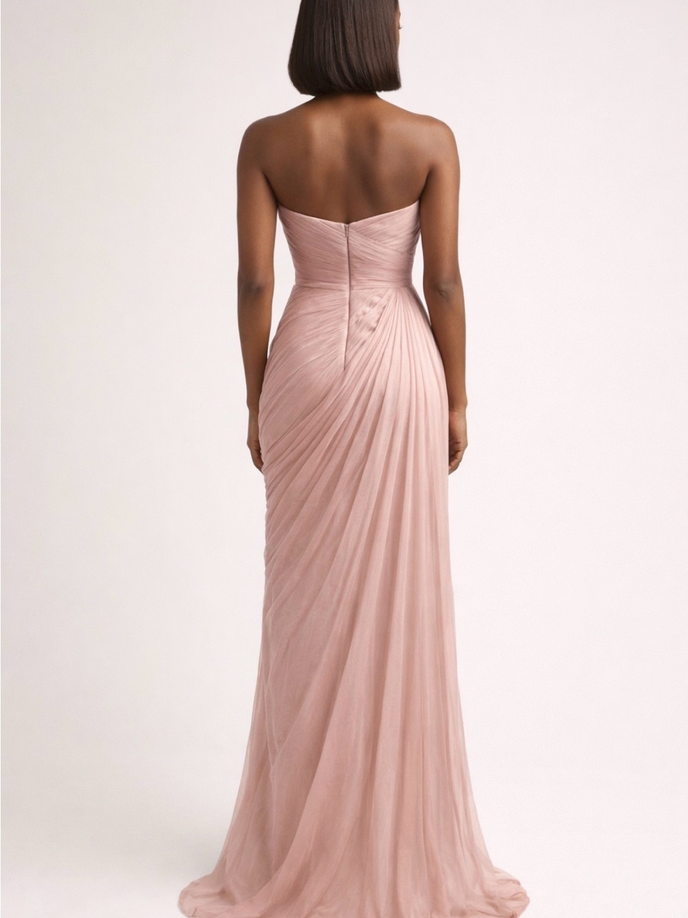 Strapless Blush Pink Ruched Evening Gown - Picture 3 of 3